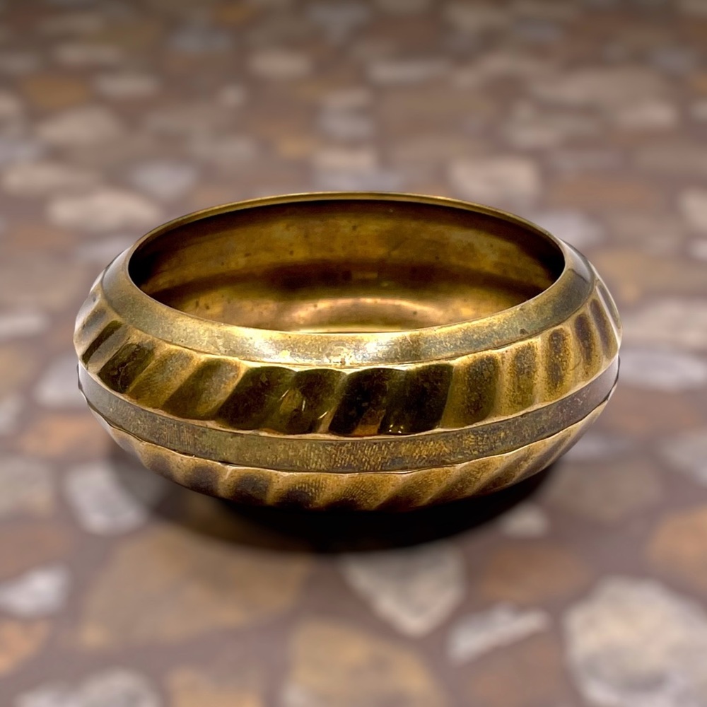 Vintage Statement Solid Brass Bangle Bracelet Boh… - image 1